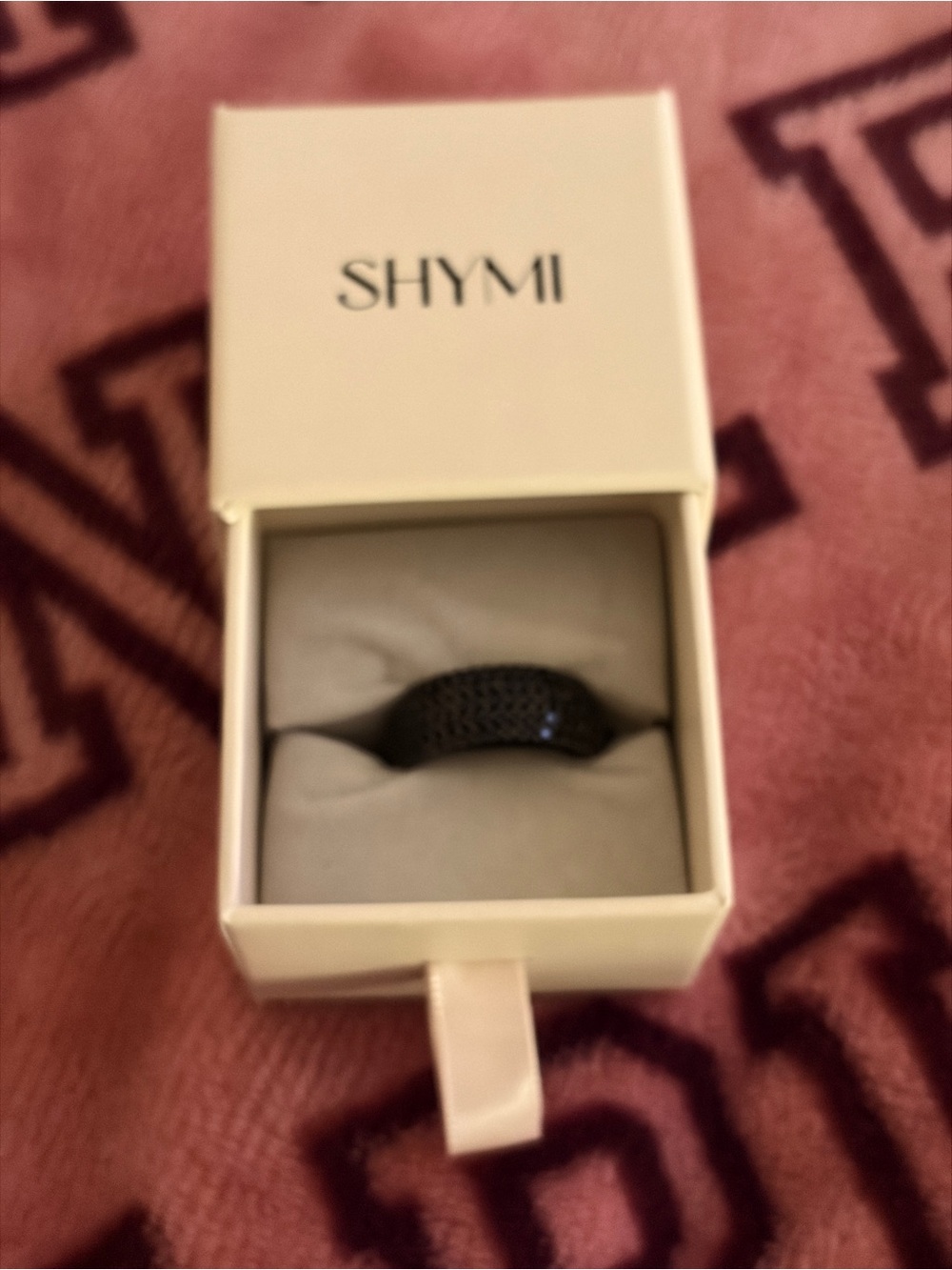 SHYMI Black Pavé Ring with Black Rhodium in Box